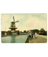 Rotterdam Netherlands Windmill Boys Hoop Rolling Postcard Vintage Color ... - $7.76