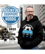 Argentina Three Time Champions FIFA World Cup 1978 1986 2022 Black Hoodie  - $62.90 CAD+