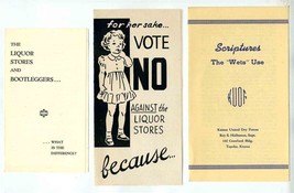 Kansas Prohibition Vote No Brochures Bootleggers 1948 United Dry Forces - £57.98 GBP