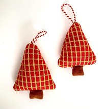 Soft Squishy Red Yellow Christmas Tree Ornaments Set of 2 5.5in Tall - £7.05 GBP