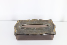 Vintage Antique Brass Ornate Face Tissue Bathroom Holder Box Patina - £27.62 GBP