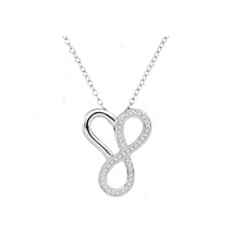 10k White Gold Womens Round Diamond Heart Infinity Pendant Necklace 1/6 - £205.97 GBP