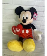 Disney Mickey Mouse Valentine&#39;s Love Heart Plush Stuffed Animal Toy - £22.12 GBP