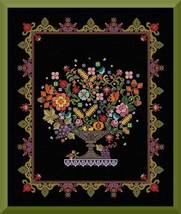 Bouquet Vase cross stitch flowers pattern pdf - Blackwork cross stitch F... - $8.19