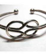 Egyptian Made Solid 925 Sterling Silver Love Knot Bangle Cuff 8&quot; Bracele... - £32.78 GBP