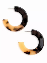 Tortoise Shell Hoop Earrings Acetate Two Tone Black Brown - $12.86