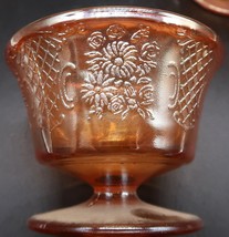 Vtg Carnival Normandie Pattern Glass Footed Sherbet Dish Iridescent Mari... - $9.99
