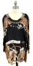 Vintage 90s Carole Little Top Oversized Rayon Beadwork Retro Plus Size XXL - $59.40