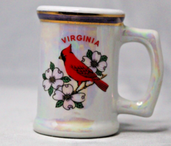 Virginia Collector&#39;s Miniature Mug Cardinal Flowers Shot Glass 2.5&quot; - $4.85