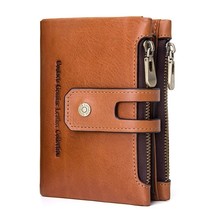 CONTACT&#39;S Genuine Leather Men Wallet Small Men Walet Zipper&amp;Hasp Male Portomonee - £67.83 GBP