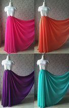 Hot-pink Chiffon Maxi Skirt Outfit Women Custom Plus Size Summer Party Skirt image 1