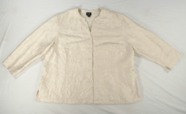 Eileen Fisher Woman Textured Off White 100% Silk Cardigan Jacket Womens 1X - £46.90 GBP