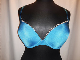 Sofia Vergara blue lace trimmed padded push up underwire convertible bra... - $14.29