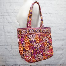 ❤️ VERA BRADLEY Sunset Safari Three 3 Pocket Snap Tote Purple Orange Pai... - $24.99