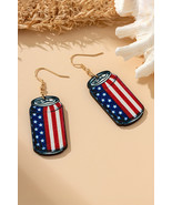 Fiery Red Flag Drink Can Pendant Hook Earrings - $70.86 MXN