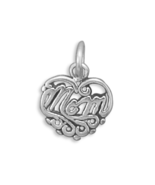 Sterling Silver Cut Out Mom Design Heart Charm - £9.55 GBP