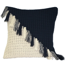 Hygge Coast Blue and Cream Knit Pillow, Complete with Pillow Insert - £41.91 GBP