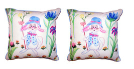 Pair Of Betsy Drake Mrs. Farmer Small Outdoor Indoor Pillows 12 X 12 - £70.17 GBP