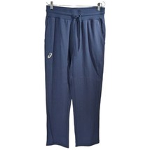 Asics Mens Woven Pants with Drawstring Size Large Navy Blue Fleece 32 Inseam - £40.15 GBP