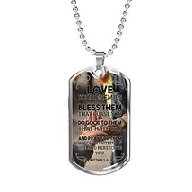 Love Your Enemies and Pray for Everyone Necklace Stainless Steel or 18k Gold Dog - $54.40