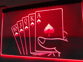 Royal Flush Poker Casino Rules Illuminated Led Neon Sign Home Decor, Lights Art  - £20.55 GBP+