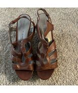 Marc Fisher Brown Leather Slingback Wedges, Women&#39;s Size 7.5 - $41.83 CAD