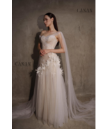 Unique Sheath Corset Bridal Dress with Sleeves, Pretty Floral Lace and T... - $479.00