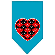 Argyle Heart Red Screen Print Bandana Turquoise Size Large - £9.26 GBP