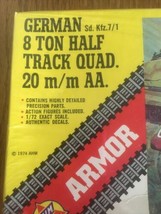 Ahm Vintage German 8 Ton Half Track Quad. 20 M/m Aa Armor Model Kit #552 New! - £31.10 GBP