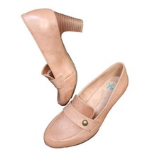 YUU Womens Shoes 9M Light Brown Stacked Heel Faux Leather Comfort Almond Toe  - £15.45 GBP