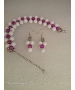 Handmade Beaded Bracelet &amp; Earrings Set -Purple $9.99 (110) - $13.70 CAD