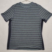 Lululemon Fundamental Shirt Men&#39;s Extra Large Cotton Stripe Gray Casual Vented - £26.63 GBP