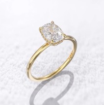 1 CT engagement ring elongated cushion cut 7.5x 5.5mm &amp; Hidden halo diamond ring - £74.04 GBP