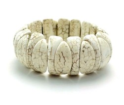 Cream Ivory Howlite Stretch Bracelet - £13.93 GBP