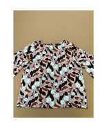 Ann Taylor Factory womens Floral Blouse Long Sleeve Casual Top Pink Brow... - $17.82