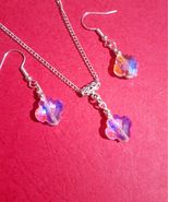 Swarovski elements Crystal jewelry set necklace earrings Bohemian cross ... - $73.24 CAD