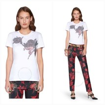 Roberto Cavalli Ladies Optical White Tulip Crystal Embellished T-Shirt T... - $79.20