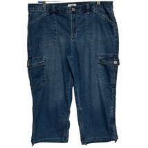 Cato Women&#39;s Denim Blue Jean High Rise Cargo Capri&#39;s Size 14 - $19.20 CAD