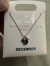 Disney Parks Minnie Mouse Faux Zircon December Birthstone Necklace Gold Color  image 6