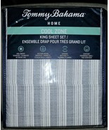 NIP TOMMY BAHAMA Cool Zone King Sheet Set Blue White Maldive Stripe 100%... - £93.21 GBP