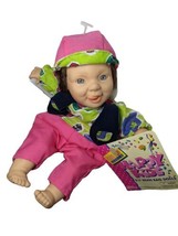 97 Palm Pals Happy Kids 8.5&quot; Bean Bag Doll Retro Neon Pink Green Y2K VINTAGE 90S - £7.91 GBP
