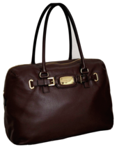 Michael Kors Hamilton Weekender X-LARGE Mocha Brown Gold Leather Tote Bagnwt - £183.82 GBP