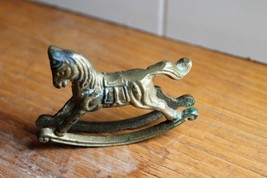 Vintage Brass Retro Nursery Decor  Rocking Horse Carousel Pony Statue Figurine - £11.15 GBP
