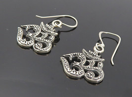 925 Sterling Silver - Vintage Om Spiritual Symbol Dangle Earrings - EG3495 - £22.75 GBP