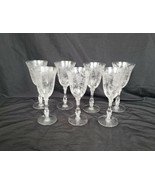 Vintage CAMBRIDGE ROSE POINT CRYSTAL etched #3121 TALL WATER GOBLET lot x 7 - £155.75 GBP