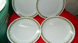 Corelle Spring Blossom Green 9&amp;3/4 Inch Rare Size Dinner Plate X 4 Free Usa Ship - £25.69 GBP