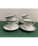 Set 6 WATERFORD China CARINA PLATINUM Cup &amp; Saucer Sets Made in England - $100.14 CAD