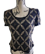 Papell Boutique Vintage Evening Top Embellished Beaded 100%Silk Blouse PM - $36.00