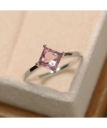 1.25CT Princess Pink Tourmaline Solitaire Engagement Ring 14K White Gold... - £48.76 GBP