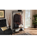 Sadiya Distressed Wood and Black Metal Finished Entryway Coat Hanger - $2,391.29 MXN